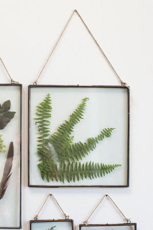 Hanging Metal Double Glass Frame 14" x 14.75"
