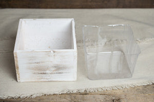 Whitewashed Wood Square Planter Box 6x6