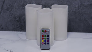Richland Flameless LED Remote Control Wavy Top Pillar Candle White 3"x3" Set of 3
