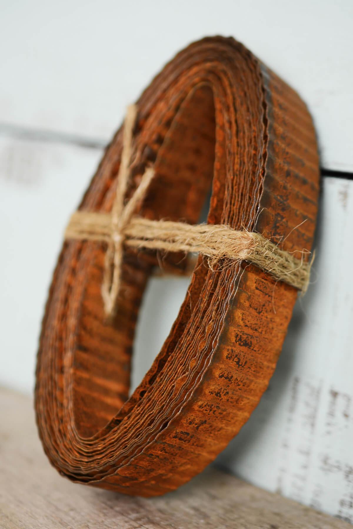 rusty corrugated tin ribbon 1in 15ft