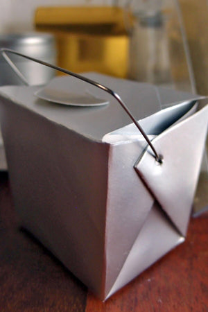 12 tiny silver takeout boxes 8oz 2 5in