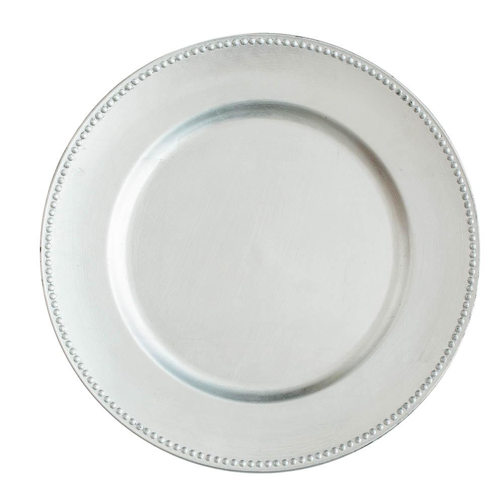 Richland Beaded Charger Plate 13" Silver Set of 24