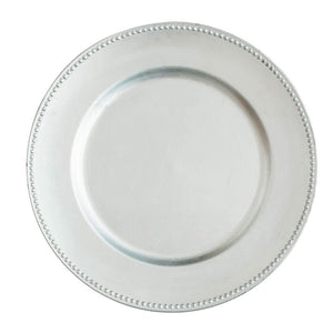Richland Beaded Charger Plate 13" Silver Set of 24