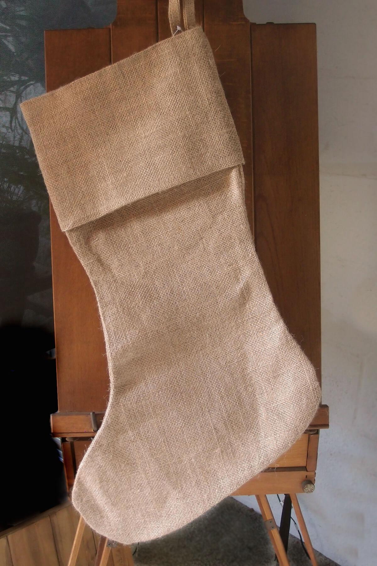 24" Large Burlap Christmas Stocking