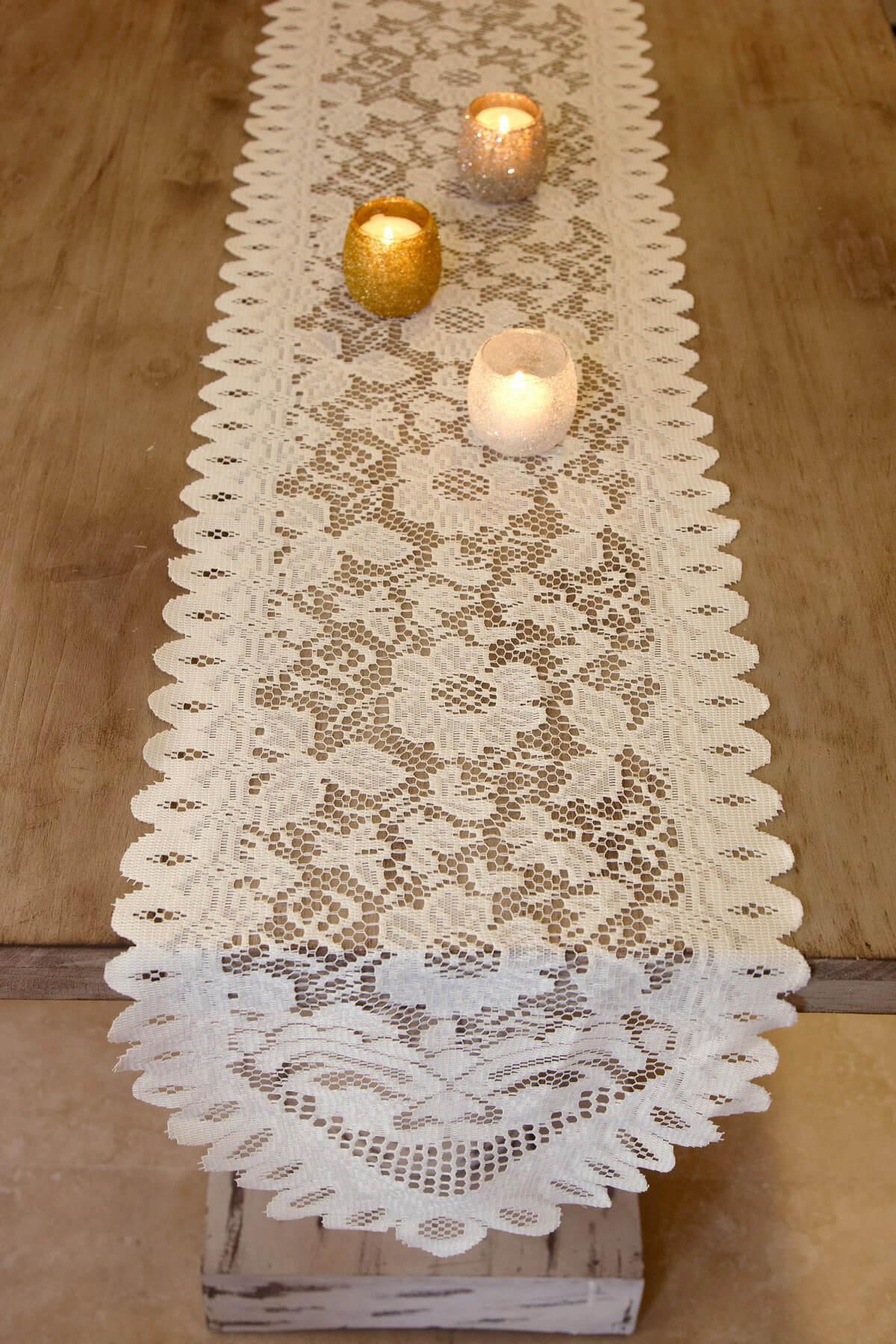 Lace Table Runners Ivory 13" x 120in