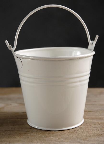 Tiny 4" White Metal Buckets