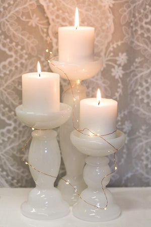 Richland White Glass Pillar Candle Holder 8.5"